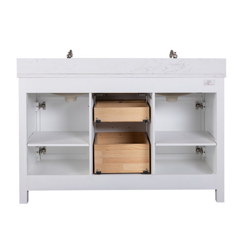 Mercury Row® Atencio 54'' Freestanding Double Bathroom Vanity with Engineered Stone Vanity Top